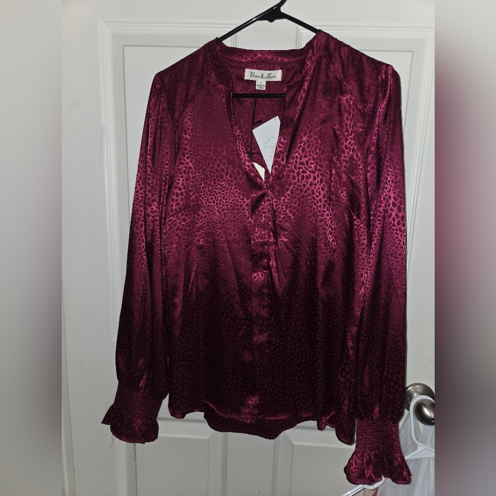 Plum/Burgundy Satin Blouse